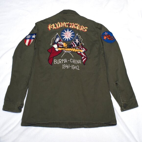 Schott NYC MIL-J-6181 Souvenir Jacket Shirt Flying Tiger Vietnam Jacket Military - Picture 5 of 6